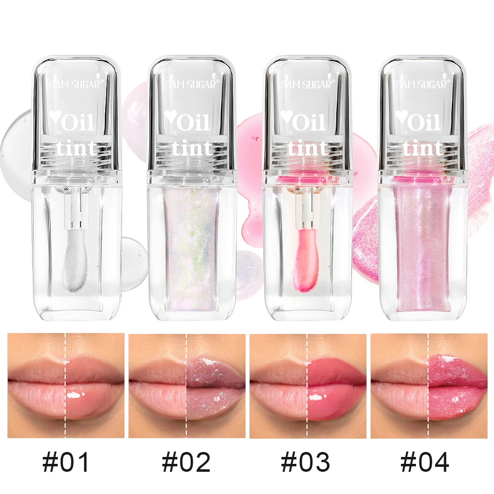 4 Color Clear Warm Change Pearl Lip Oil Moisturizing Nourishing Lip Gloss Lighten Lip Lines Lip Plumping Honey