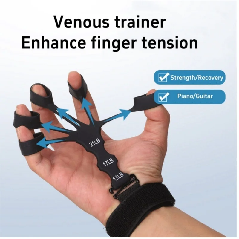 Handgriff 5-Finger-Übungsgerät, Krafttraining, Kraft, Unterarm-Rehabilitation, Silikon-Trainer, verstellbarer Stärker für das Handgelenk – Detail 9
