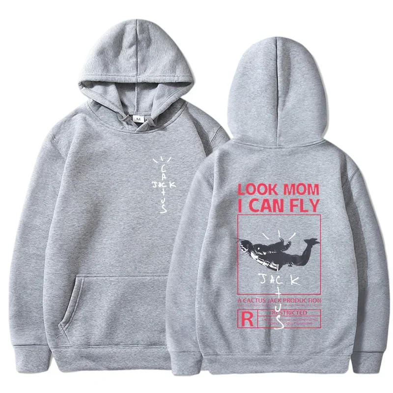 LOOK MOM I CAN FLY Printed Mens Hoody Creativity Crewneck Clothing Fashion Oversize Sweatshirt Fashio Crewneck Hoodie Male