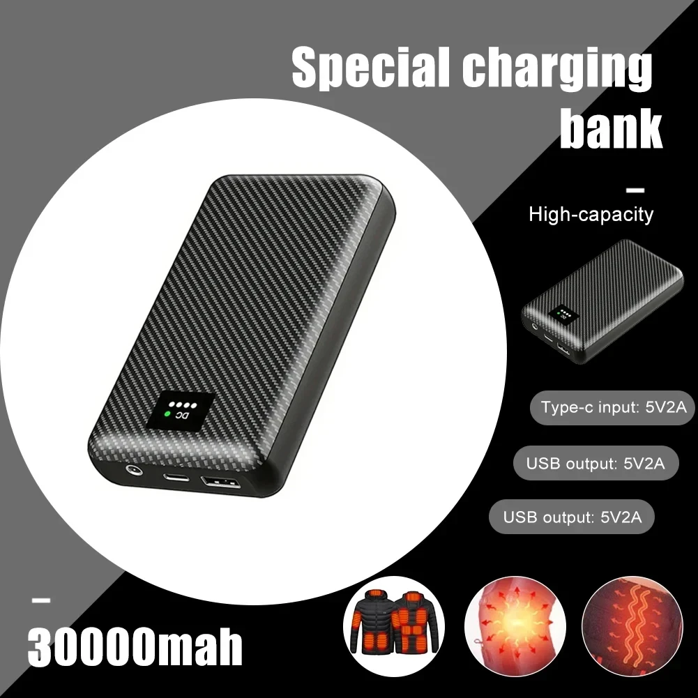 40000mAh 가열 바지 배터리 가열 조끼 자켓 스카프 장갑 가열 의류 겨울 따뜻함을위한 외부 보조베터리 DC 7.4V