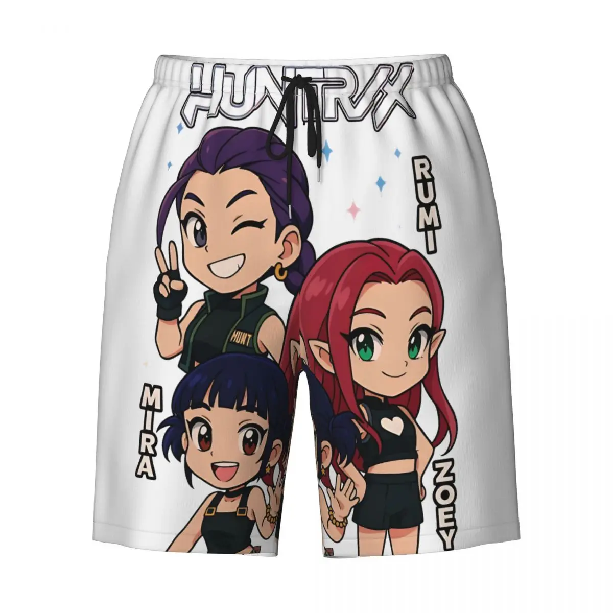Male Board Shorts Kpop Demon Hunters Huntrix Anime Hawaii Swim Trunks Quick Dry Sports Hot Sale Oversize Beach Shorts