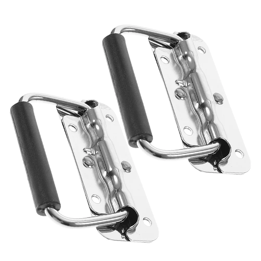 2 Pcs Folding Handle Door Handles Chest Aluminum Commercial Pull Alloy Iron Closet Aluminium Black Cart