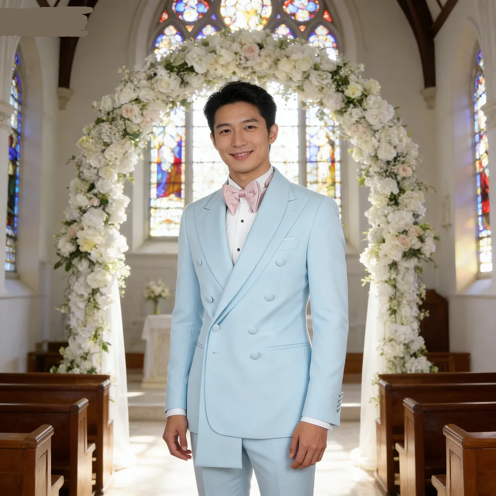 

Rose Pink 2-Piece Men's Tuxedo with Spacious Lapel for Wedding Banquet Party Formal Men's Clothing Custom-Made Di