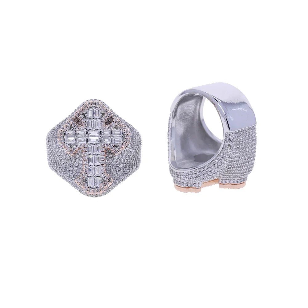 

2025 New Arrivals High Quailty Iced Out Bling 5A CZ Cross Full Finger Ring for Men Hot Fashion Rock Punk Hip Hop Jewelry
