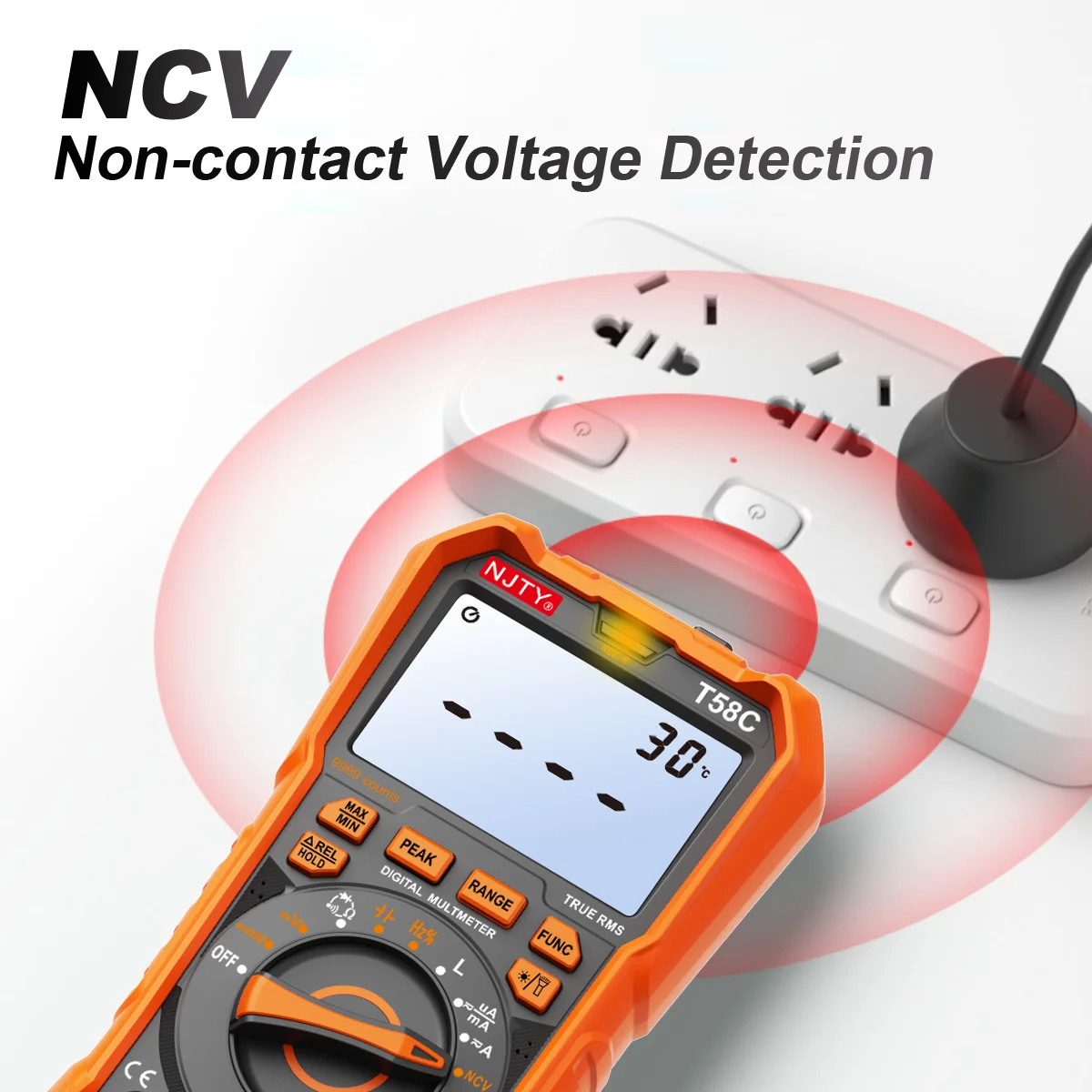 T58B T58C Professionelles Kfz-Multimeter 9999 zählt digitales Voltmeter mit automatischer Bereichswahl, Überlastschutz, Auto-Inspektionswerkzeug
