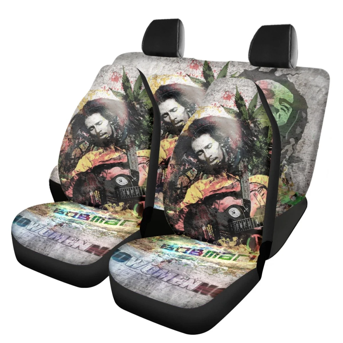 Universal Vehicle Seat Covers for Women Bob Marley Print Anti-Slip Seat Protector Easy to Install Front&Back Interior Seat Cover