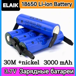 Akumulator 18650 3000 mAh 18650 30 m 3,7 V rozładowanie 20 A, dedykowany do akumulatora do przechowywania energii + nikiel do majsterkowania