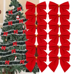 1 bag 12pcs Red Bows Christmas Celebration Home Decoration Packaging Gift Bag Sealing Decoration
