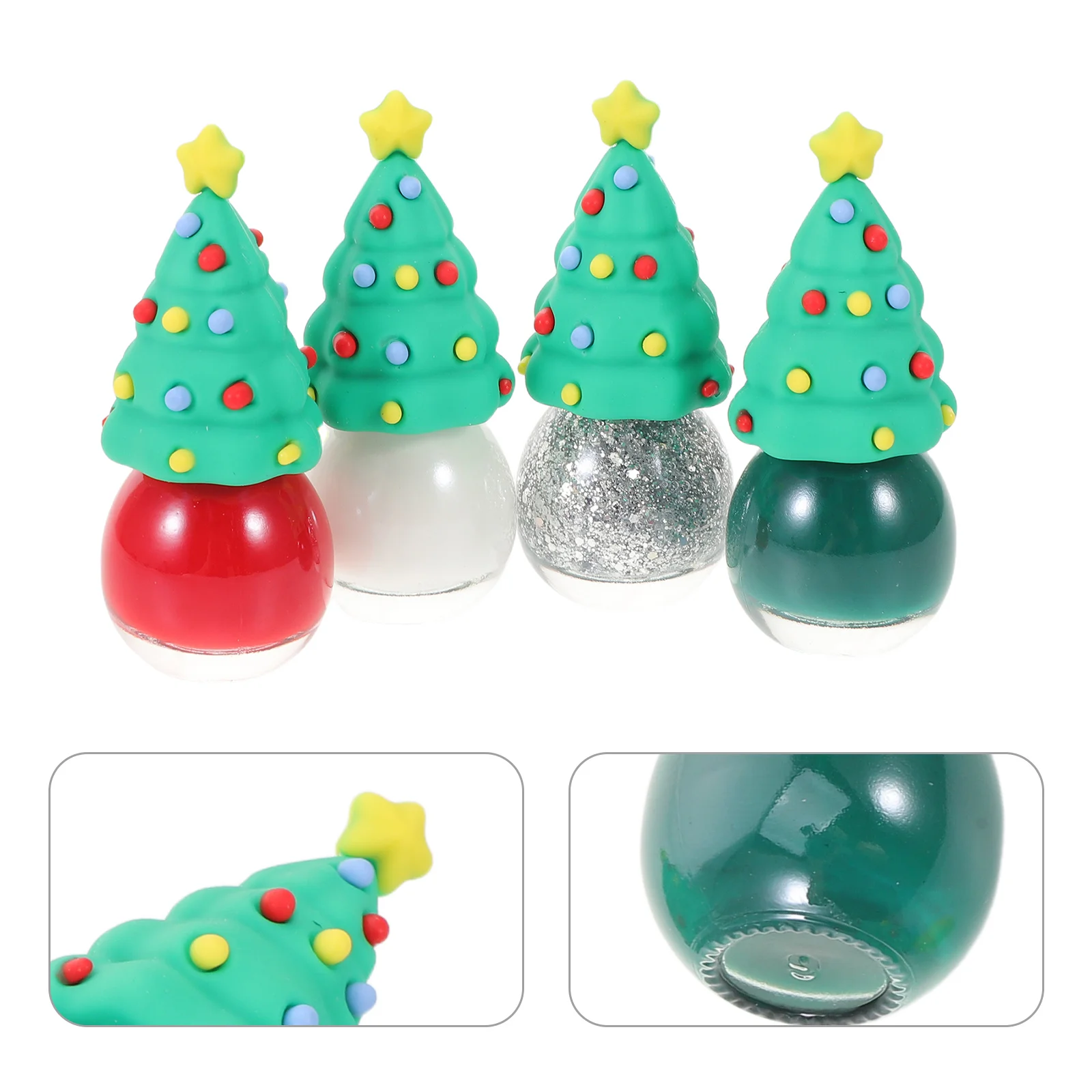 

4Pcs Christmas Tree Nail Polish Quick Dry Water-Based Peel-Off Gel No Uv Needed Holiday Nail Art Home Manicure Gel Supplies