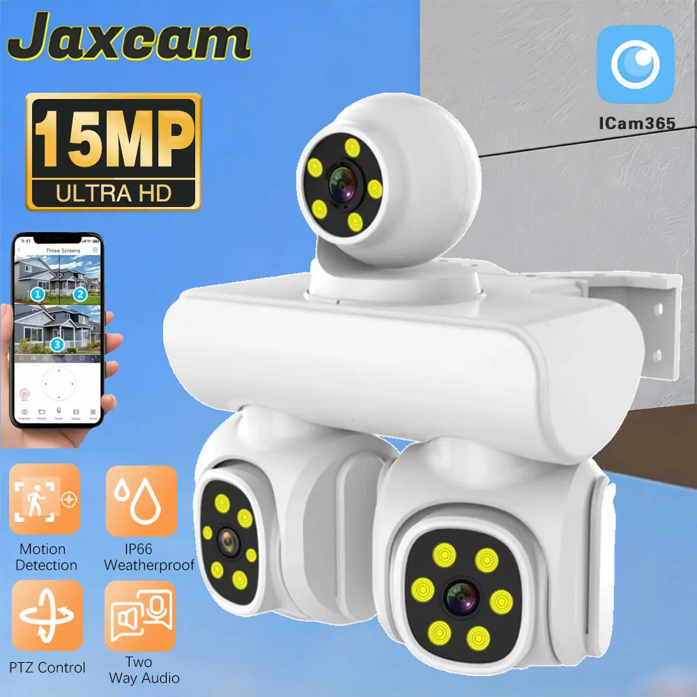

15MP HD 3 Lens Video Surveillance Camera 10X Zoom Wifi Network CCTV Camera PTZ AI Tracking Monitor Security Cameras