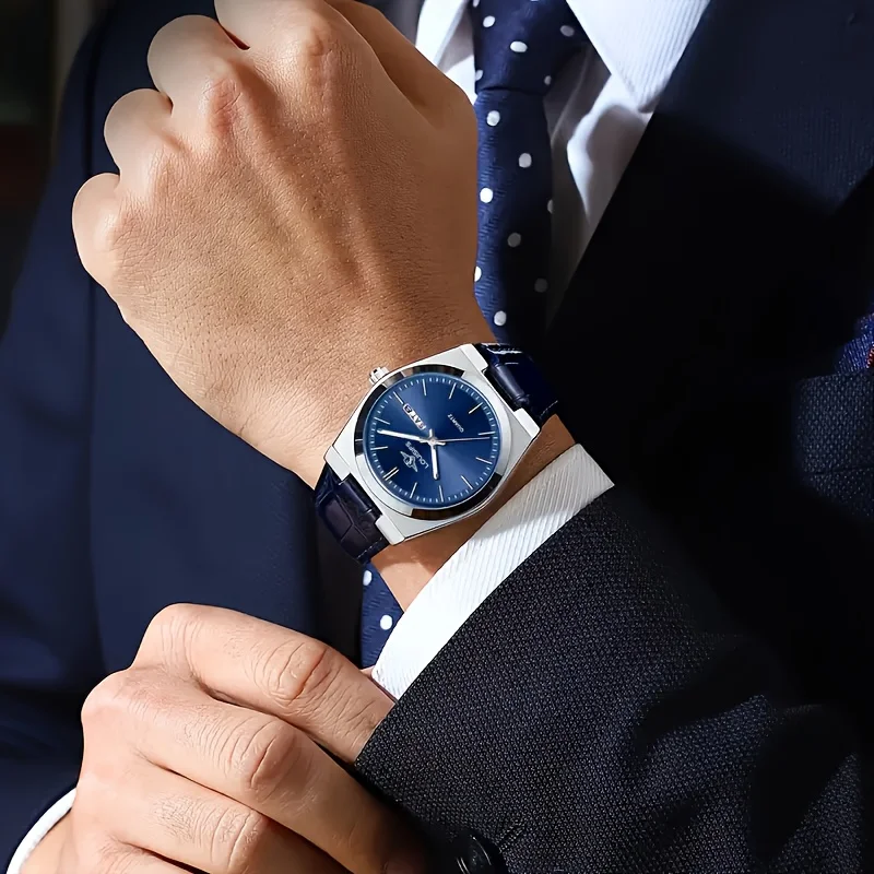 1 reloj de cuarzo de doble cara para hombre, reloj brillante resistente al agua, opción ideal para regalos