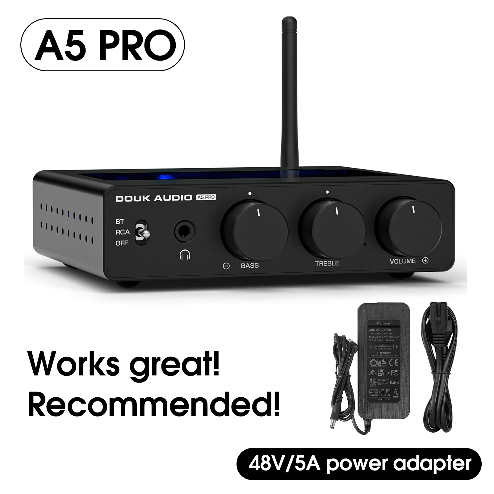 Douk Audio A5 PRO ステレオ Bluetooth アンプ TPA3255 パワーアンプ