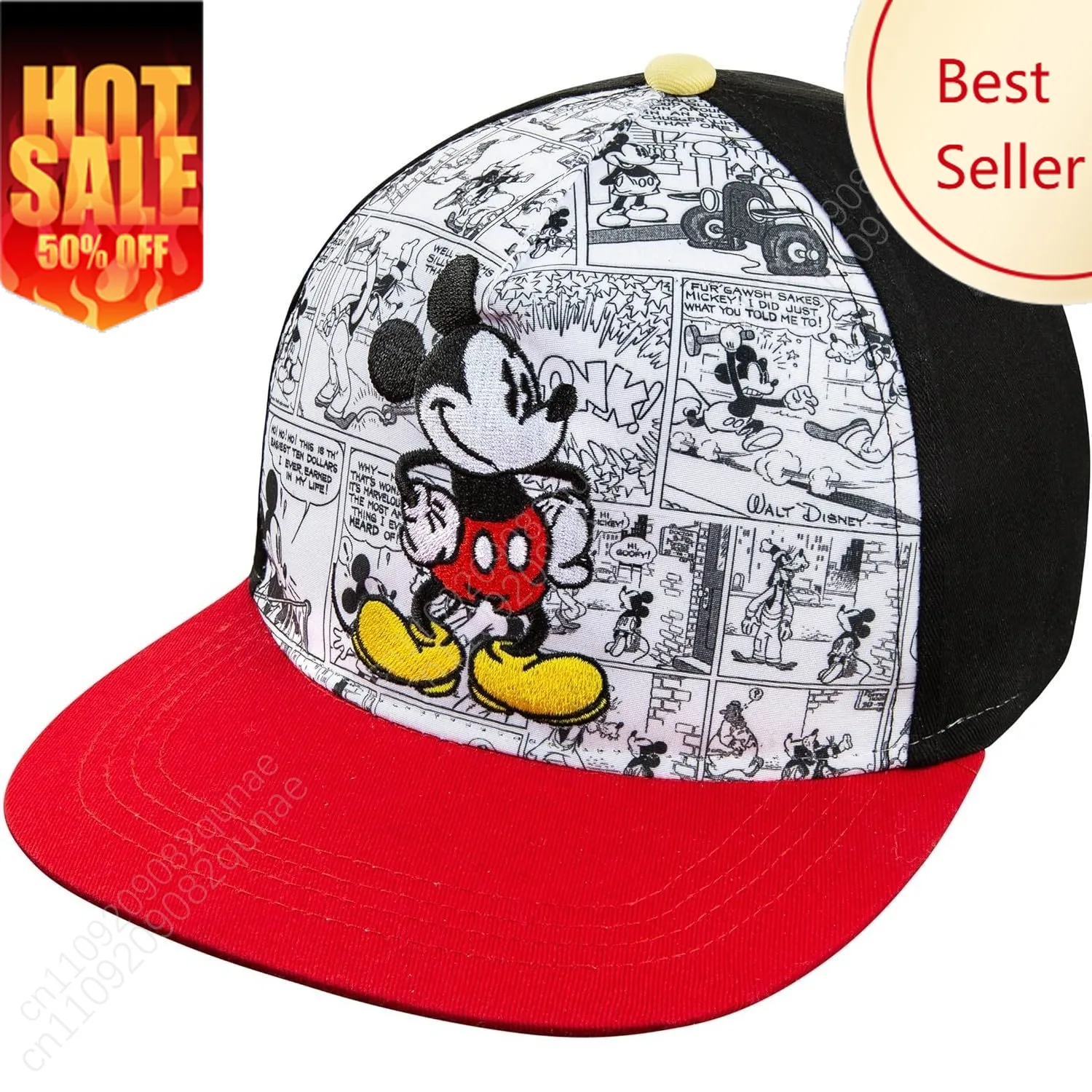 

Disney Mickey Mouse Comics Baseball Cap -Sizes Junior and Adult - Adjustable - 100% Cotton (Mens 58cm)