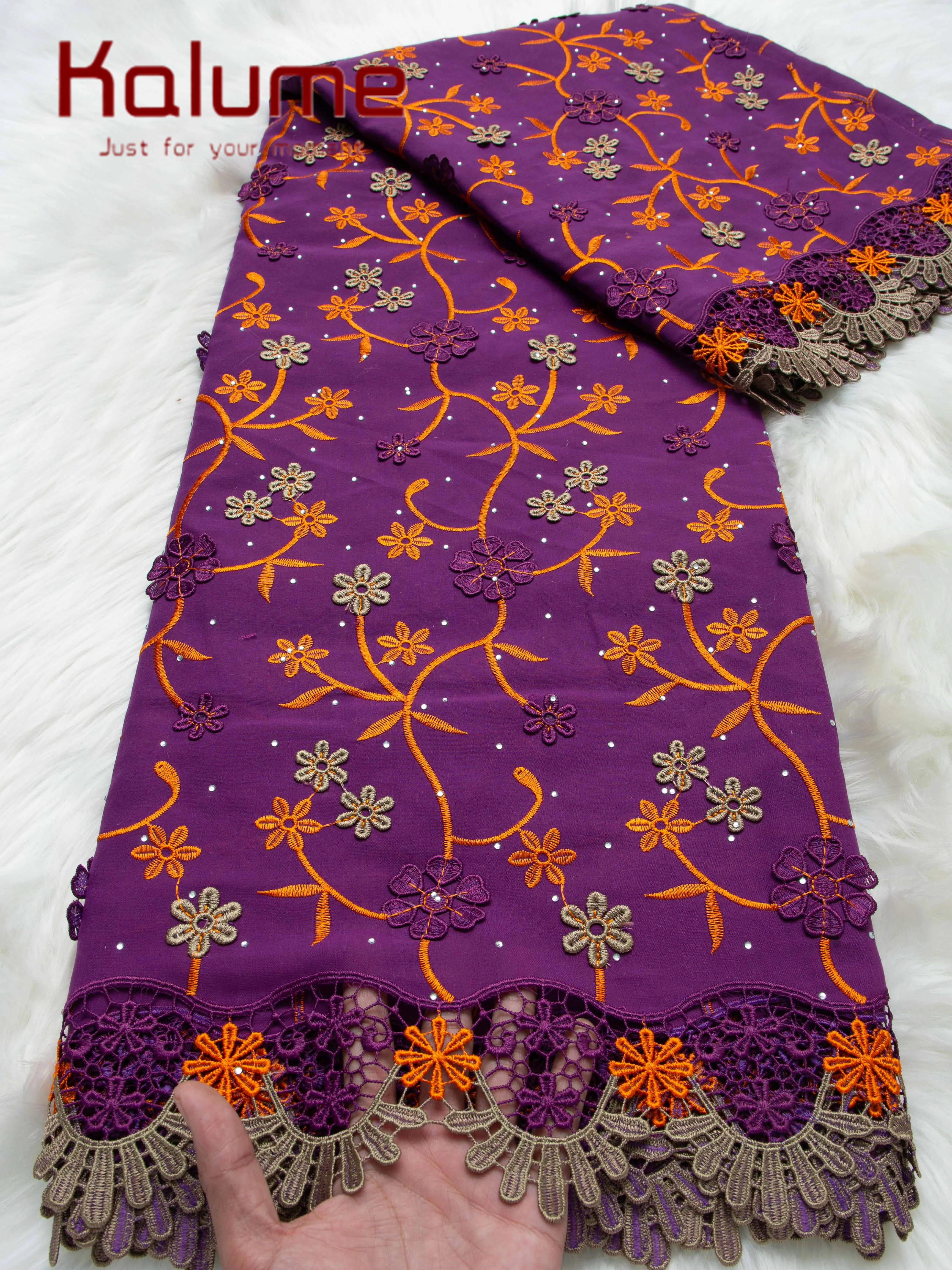 

Kalume Lace African Cotton Lace Fabric With Rhinestone 3D Swiss Voile Lace In Switzerland 2026 High Quality for Wedding Dress