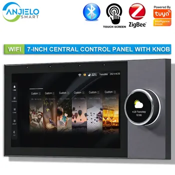 Anjielosmart WiFi Smart Home Control Panel, Bluetooth Integrado ZigBee Gateway, Interruptor Inteligente Tuya, Cortinas de Ar Condicionado
