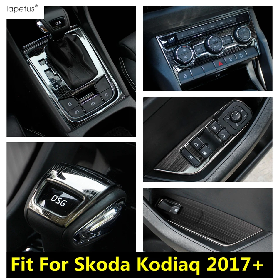 Window Lift / Central Air AC Frame / Gear Shift Panel Head Cover Trim Fit For Skoda Kodiaq 2017-2022 Stainless Steel Accessories