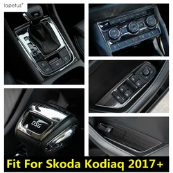 Window Lift / Central Air AC Frame / Gear Shift Panel Head Cover Trim Fit For Skoda Kodiaq 2017-2022 Stainless Steel Accessories