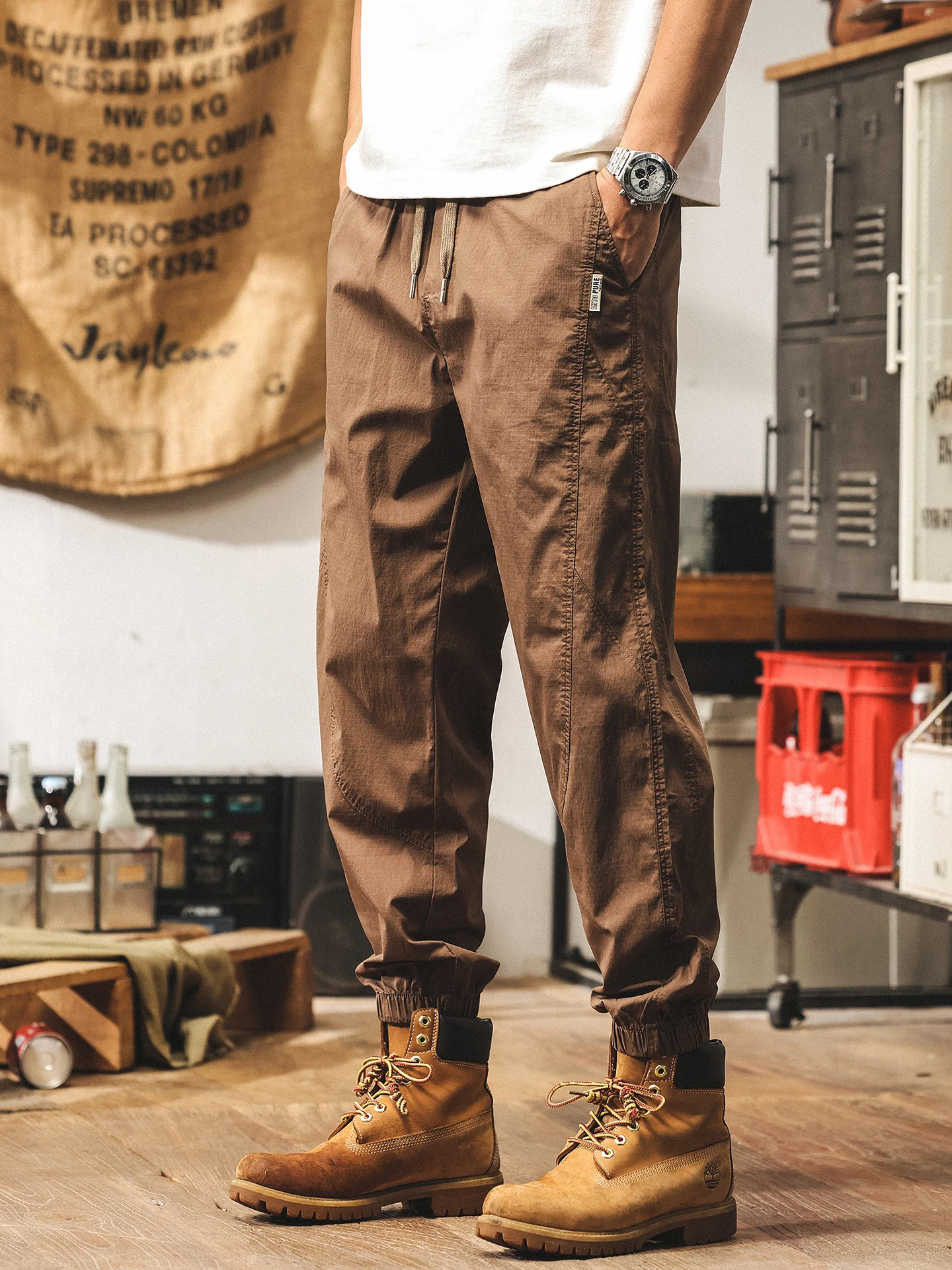 

Американские брюки для спецодежды в стиле ретро, мужские летние тонкие свободные брюки с манжетами, новинка 2024, повседневные длинные брюки Qui Dry, свободный крой, моющиеся