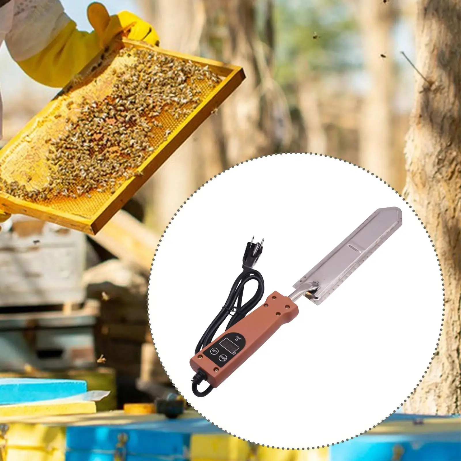 Electric Honey Uncapper Stainless Steel Heated Cutter Tool 45cm Adjustable Thermostat for Beekeeping Work