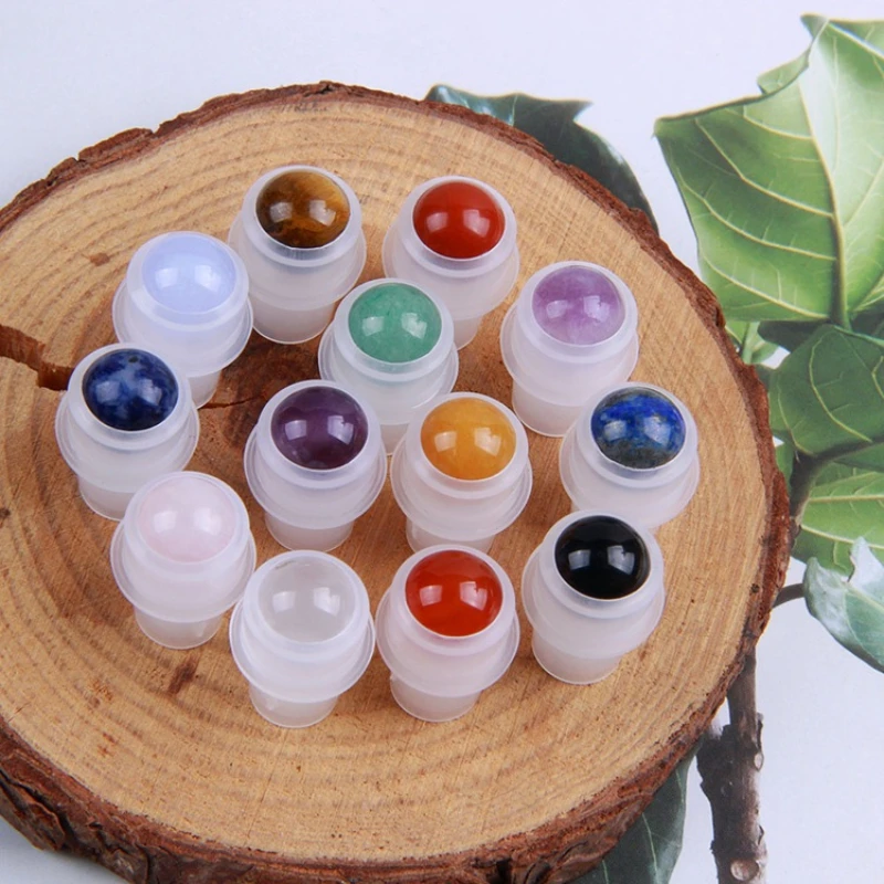 10pcs 16mm Natural Stone Jade Semi-precious Roller Ball for 10ml Essential Oil Perfume Roll On Bottle with Crystal Roller Balls