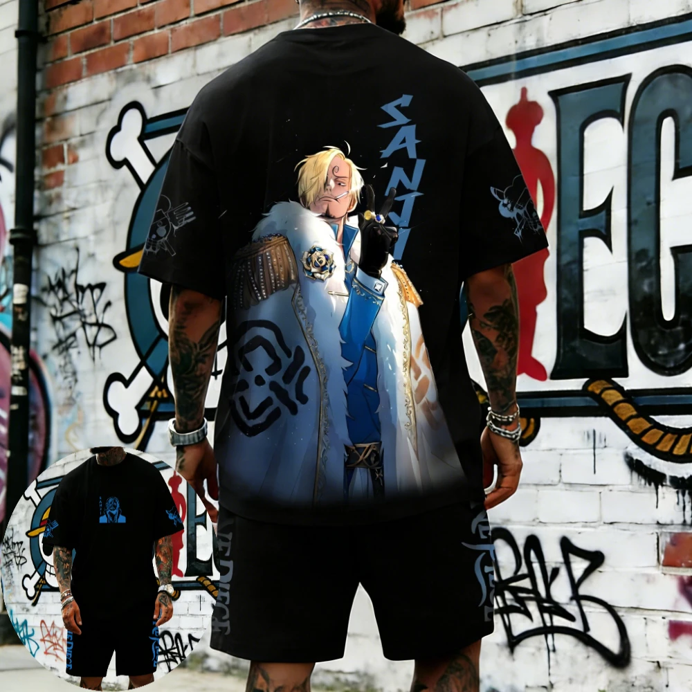 

One Piece Men's and Women's T-Shirt Vinsmoke Sanji Anime Tee Summer New Boy's Retro Versatile Short Sleeves Parent-child Outfits