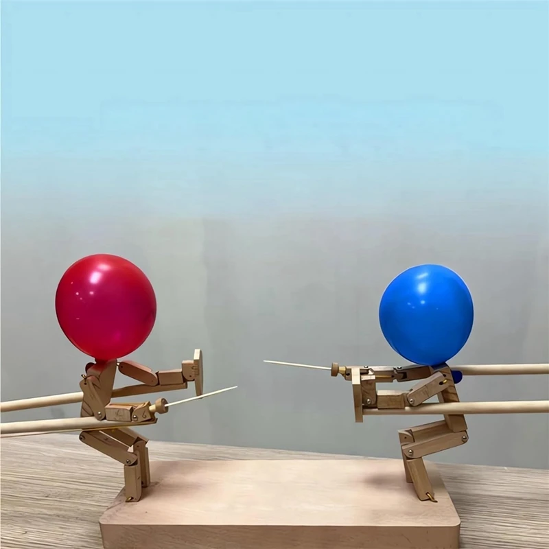 Balloon Bamboo Man Battle Wooden Fencing Puppets Boom Of Balloons Game, Punching (100Pcs Balloons)