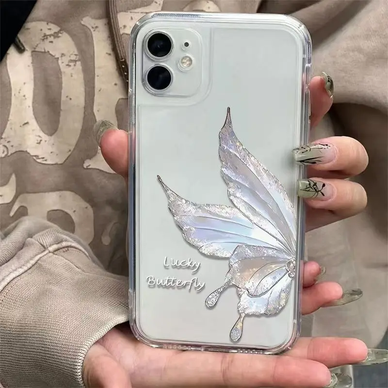 Butterfly Phone Case For iPhone 16 15 14 13 12 11 Pro XS MAX 7 XR 8 7 Plus Clear Cover Fundas