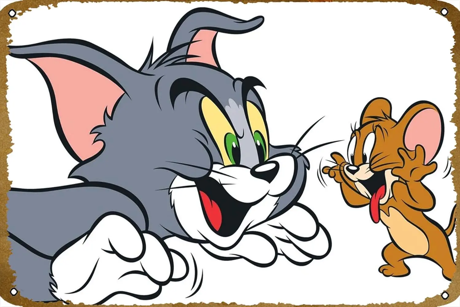 Tom Ct nd Jerry Mouse Poster Vntge Metl Tn sgn Logo Fmly Club Br Cfe Bedroom rt Wll Decorton Gft 8x12 nches