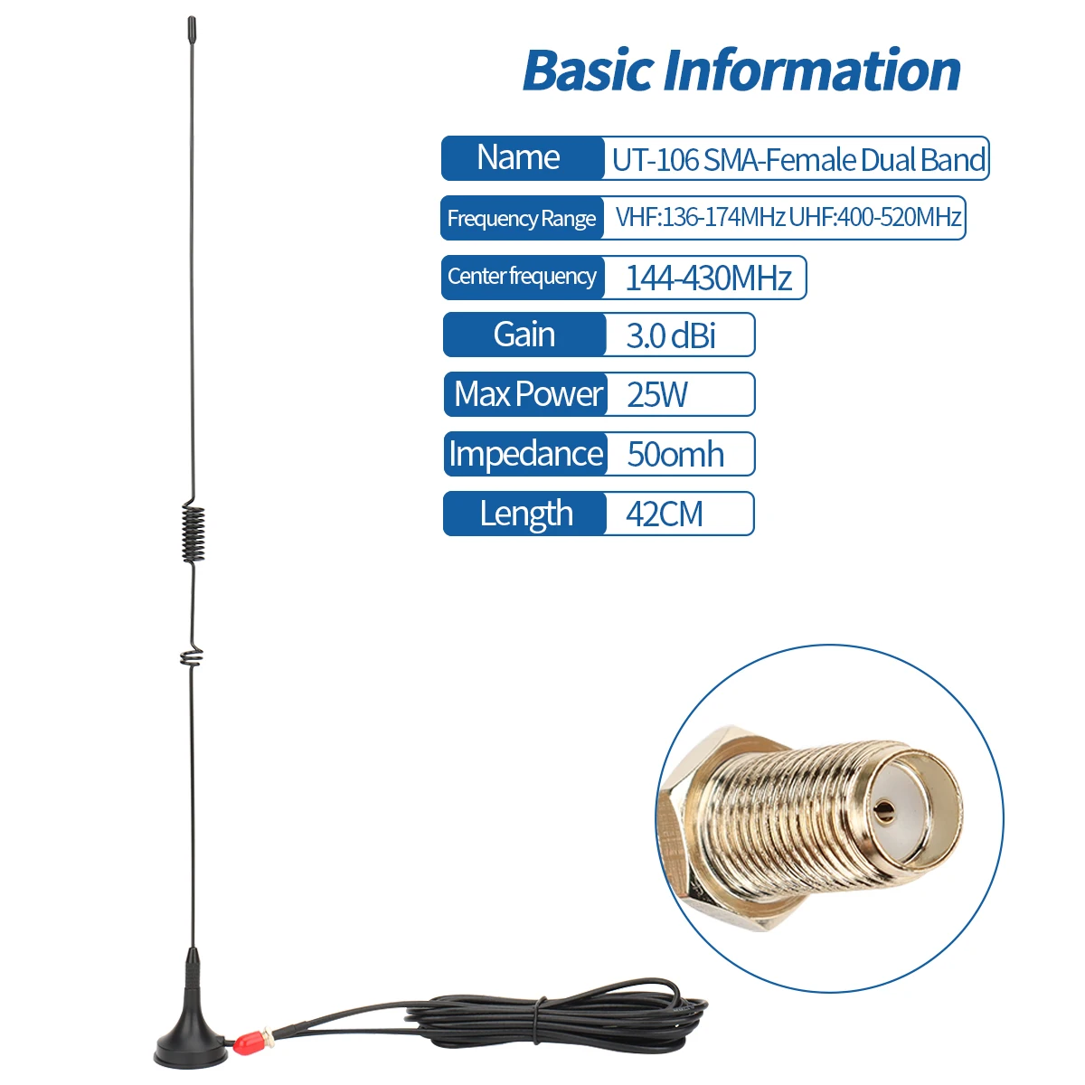 Baofeng-Walkie-talkie,UT-106UVsma-female,ut106,UV-5R,pro UV-13,UV-9R plus,AR-518 2udsの方向指示器