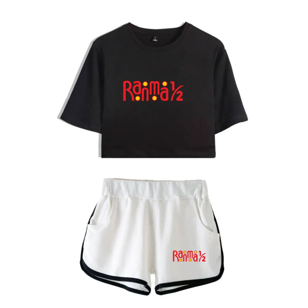 Аниме Ranma 1⁄2 Merch Ranma1/2, костюм, винтажный логотип 90-х годов, топы, комплект из двух предметов, шорты + милая футболка, модный костюм Harajuku Аниме Ranma 1⁄2 Merch Ranma1/2, костюм, винтажный логотип 90-х годов, топы, комплект из двух предметов, шорты + милая футболка, модный костюм Harajuku