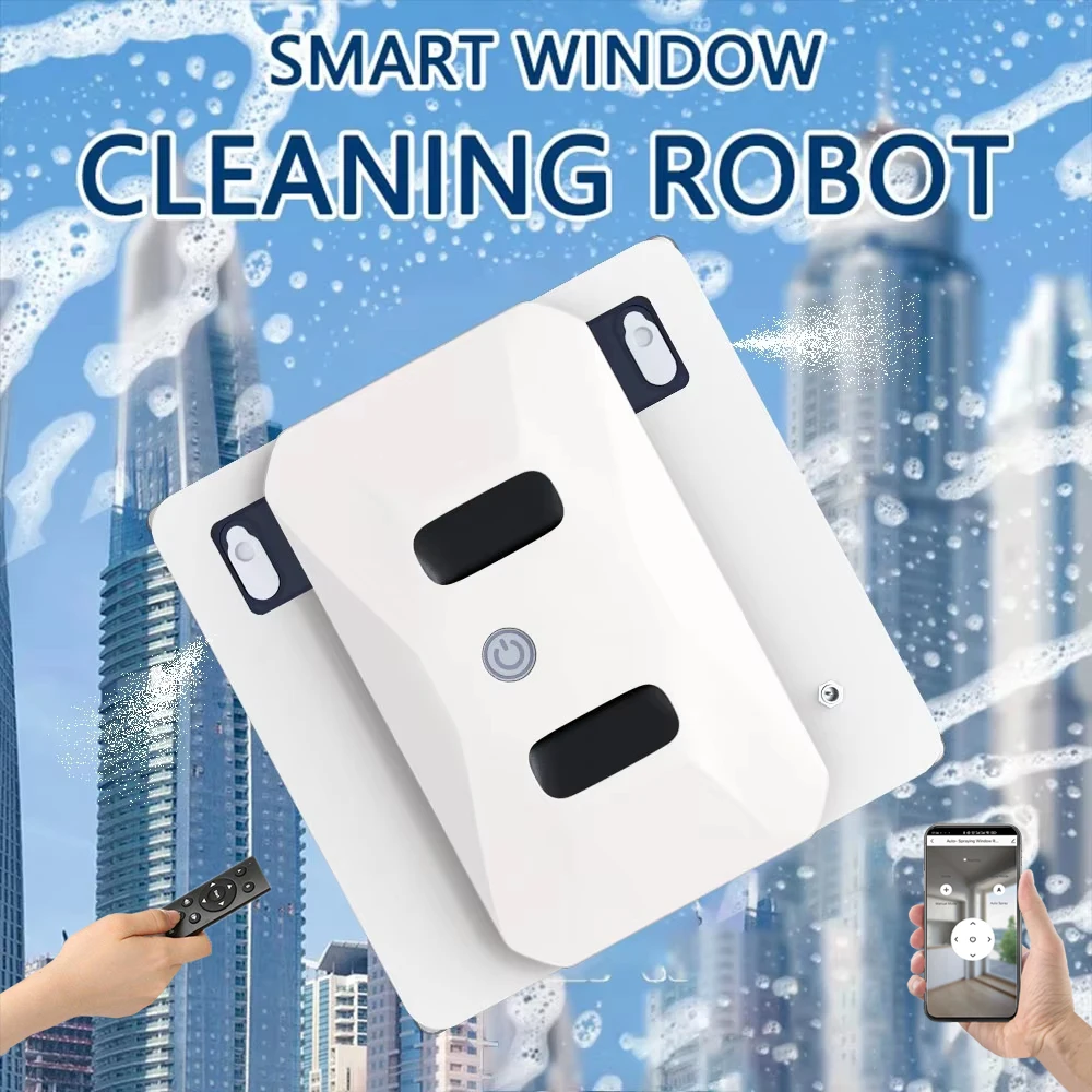 Purerobo Square Ultrathin Window Cleaning Robot With Water Spray Automatic Washing Window Glass Mirror Tile Cleaner APP Control