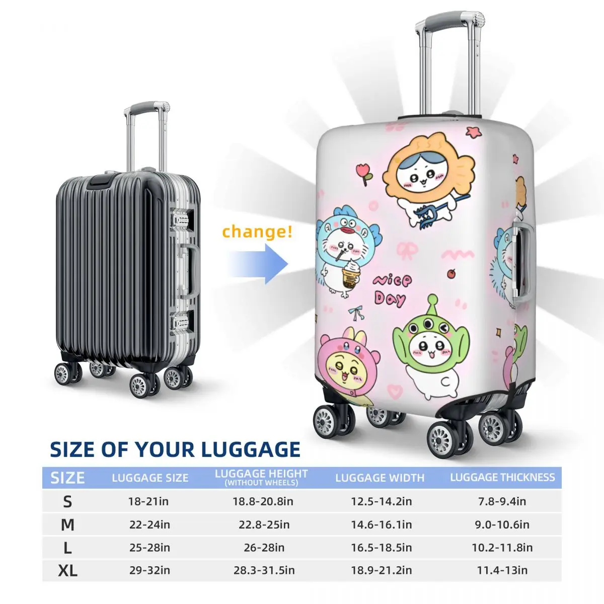 Sanurgente Chiikawa Cartoon Valise Cover, Holiday Business Strectch, Japanese Bagage Case, Protector