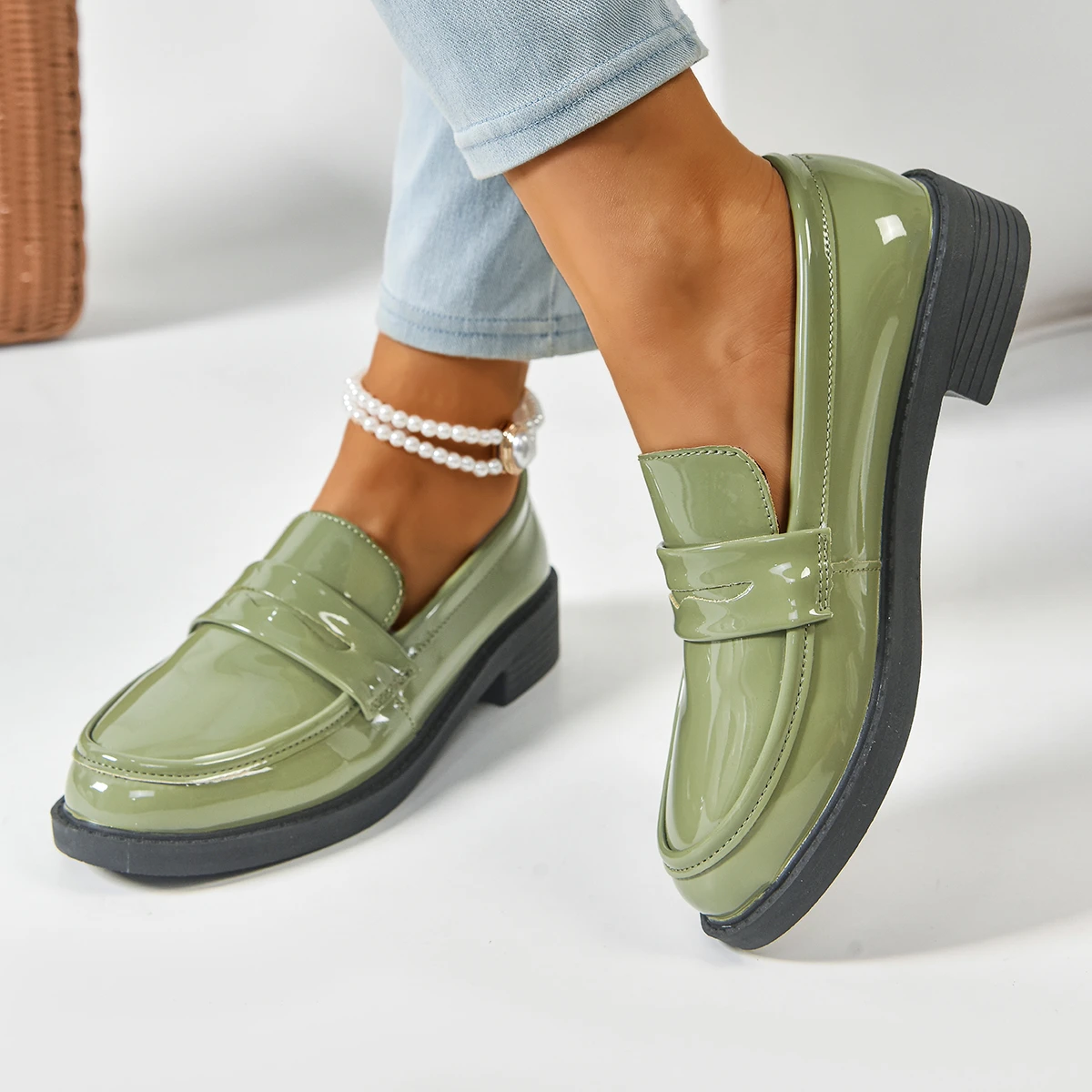 Damen-Flachschuhe im britischen Stil, JK-Leder-Schuhe, Sommer-Damen-Loafer, Neu 2026, französische runde Zehenpartie, Büroschuhe für Damen – Detail 8