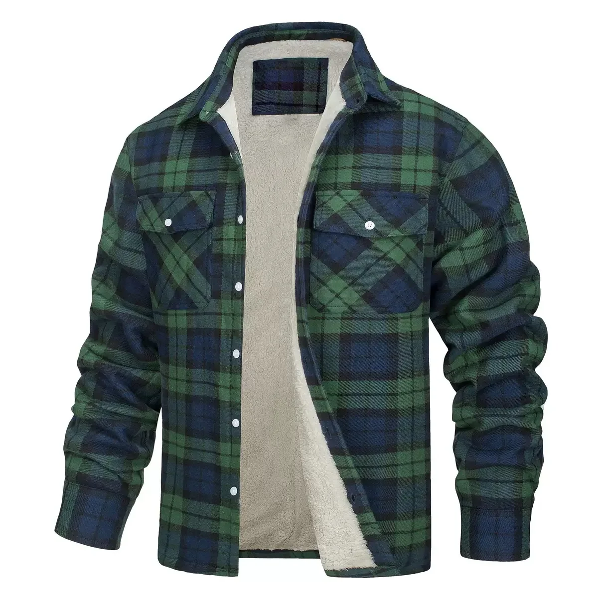 

Winter Fashion Trend With Thick Fleece and Warm Plaid Jacket For Men's Casual Loose Sports Plus Large Size High-Quality Jacket