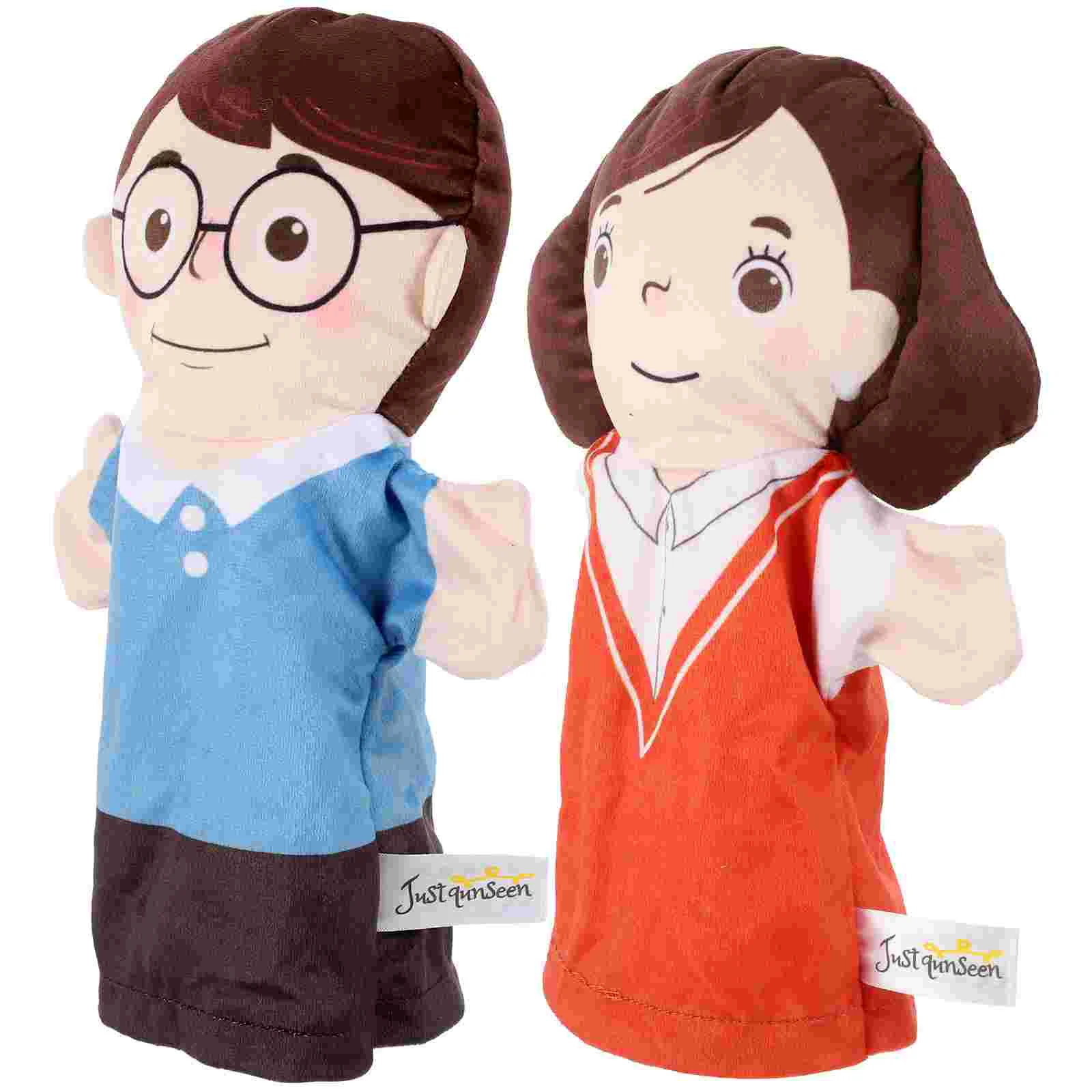 2pcs Hand Puppet Family Set Realistic Figure Puppets for Kids Children Toys Lifelike Story Telling Play Cartoon Character Parent