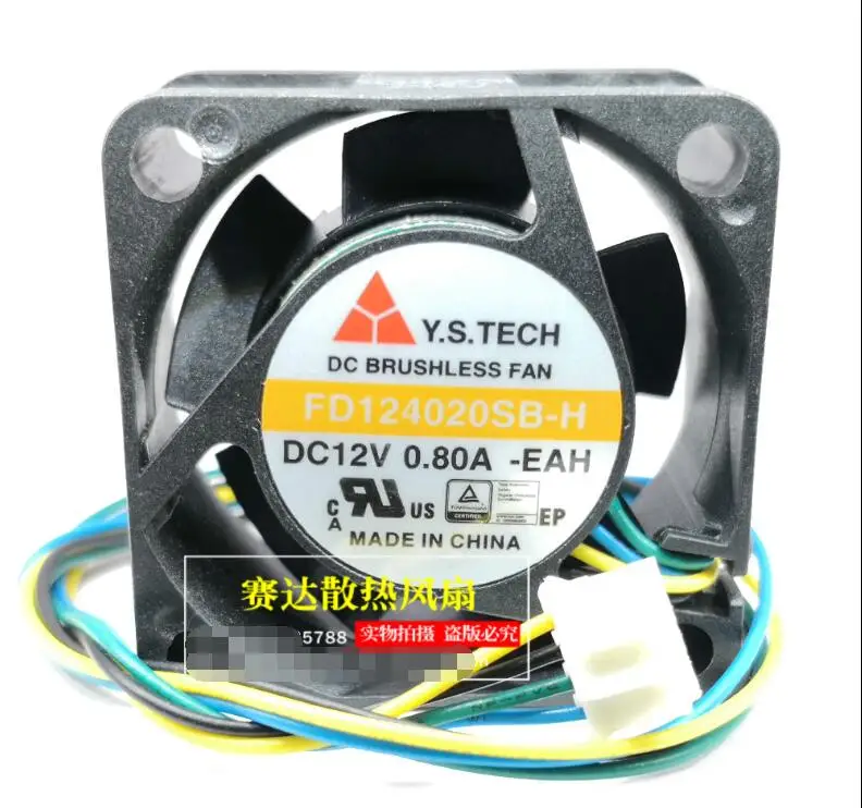 

Y.S TECH FD124020SB-H DC 12V 0.8A 40x40x20mm 4-Wire Server Cooling Fan