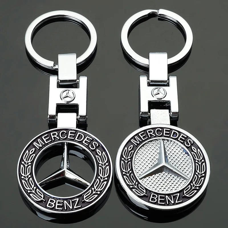 1Pcs 3D Metal Car Keychain Car Emblem Key Rings Accessories For Mercedes Benz AMG Smart W205 C300 W203 W206 W108 W124 W126 W140