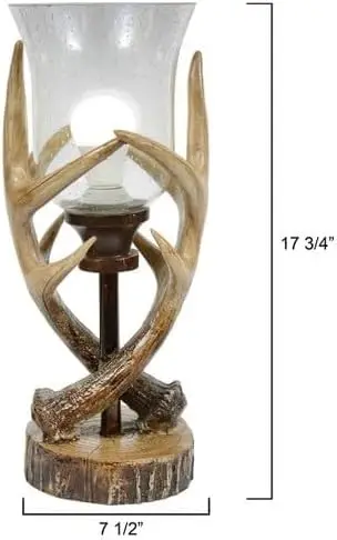 مصباح إضاءة على شكل قرن الوعل على طراز لودج ريفي مع كرة زجاجية بذور لديكور المقصورة