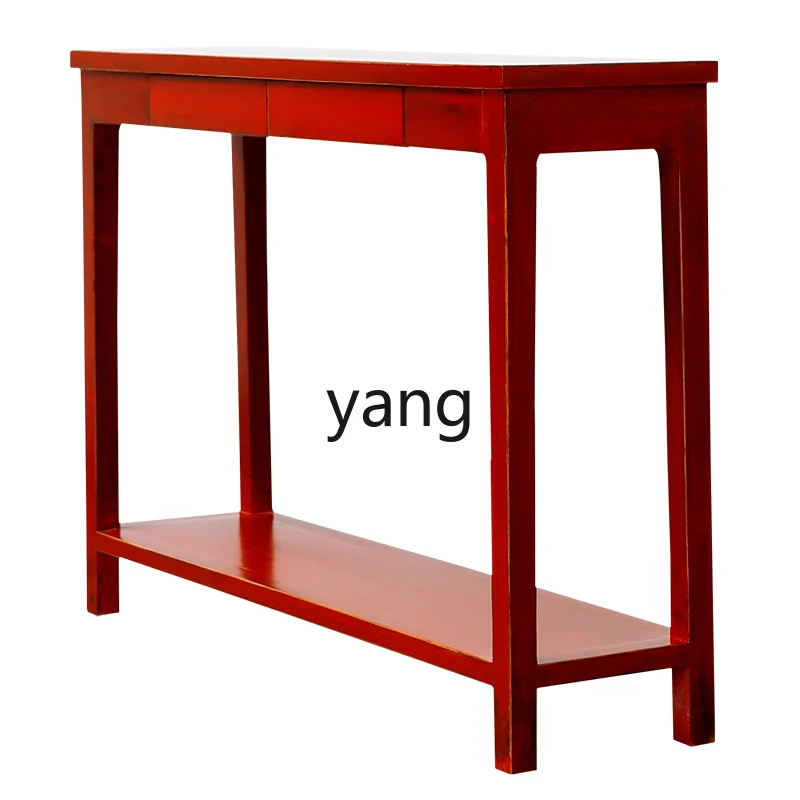 

LH solid wood strip cabinet storage table rack modern Chinese simple wall narrow side table