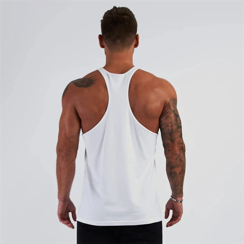 Summer new cotton fitness sportswear men\'s vest casual halter I line vest running exercise gym fitness men\'s wear