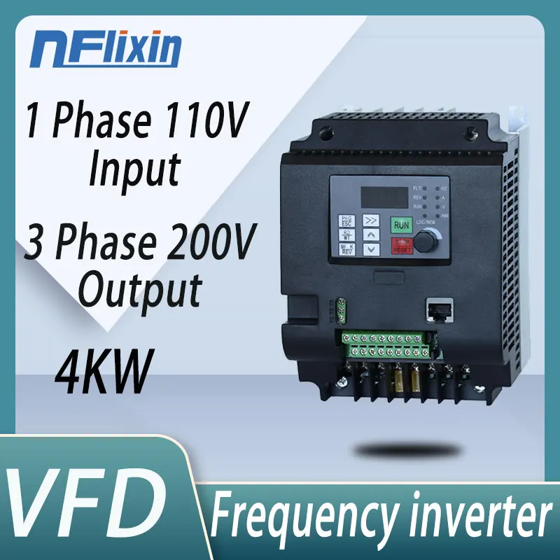 0.75/1.5/2.2/4/5.5/7.5kw 110V to 220V VFD AC Frequency Inverter Single Phase Input 3 Phase Output Drives Frequency Converter