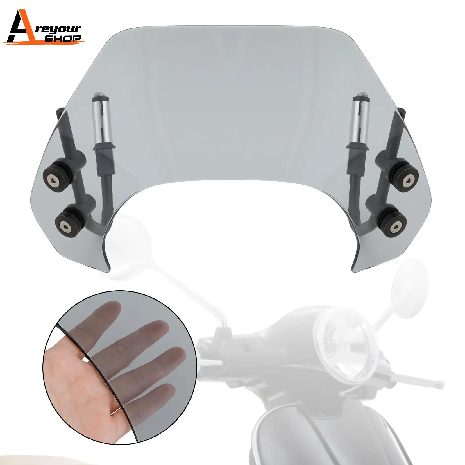 

Areyourshop Short Motorcycle Windshield WindScreen fit for Vespa Sprint 150 2016-2021 Motorcycle Accessories