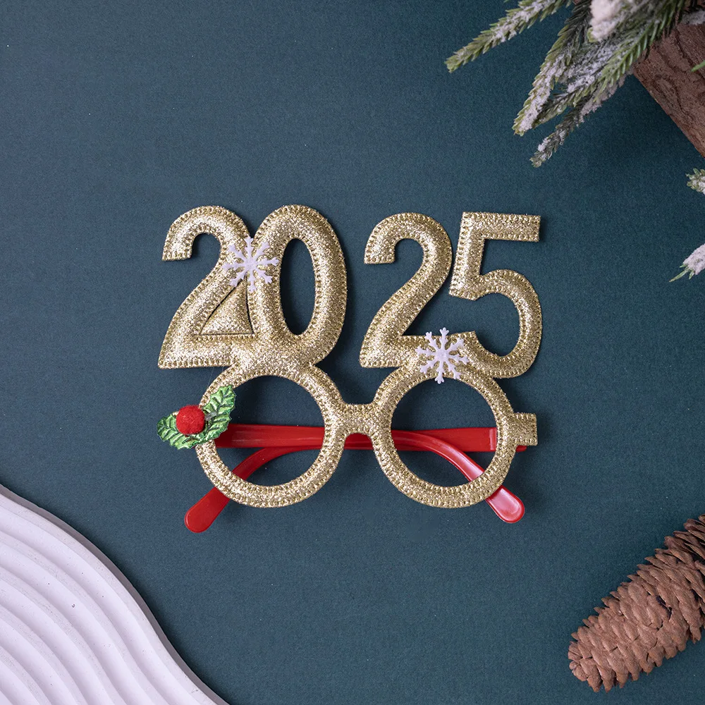 Gafas de Año Nuevo para niños, adornos navideños, utilería para Fotos de Fiesta de Nochebuena, marco de anteojos, regalos, 2025