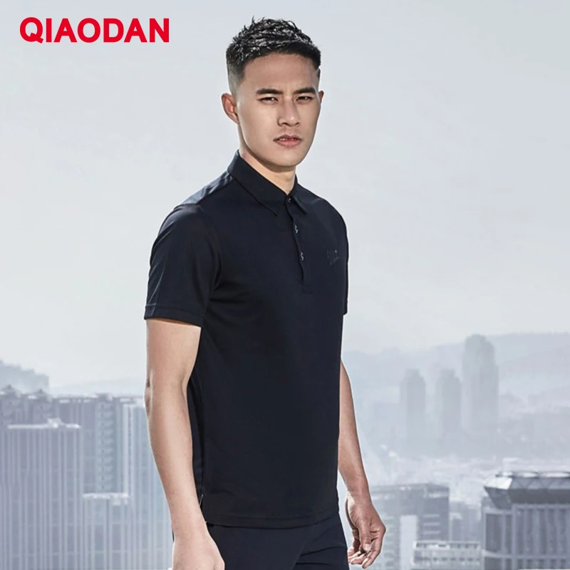 

QIAODAN Casual Summer T-shirts Men New 2025 Turn-down Collar Short Sleeve Breathable Quick Drying Polo Shirt Male XHS2381336