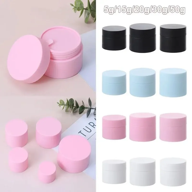 10pcs 5g 15g 20g 30g 50g Colorful Empty Cream Jar Cosmetic Containers Round Plastic Refillable Face Cream Box Travel Bottle Tool