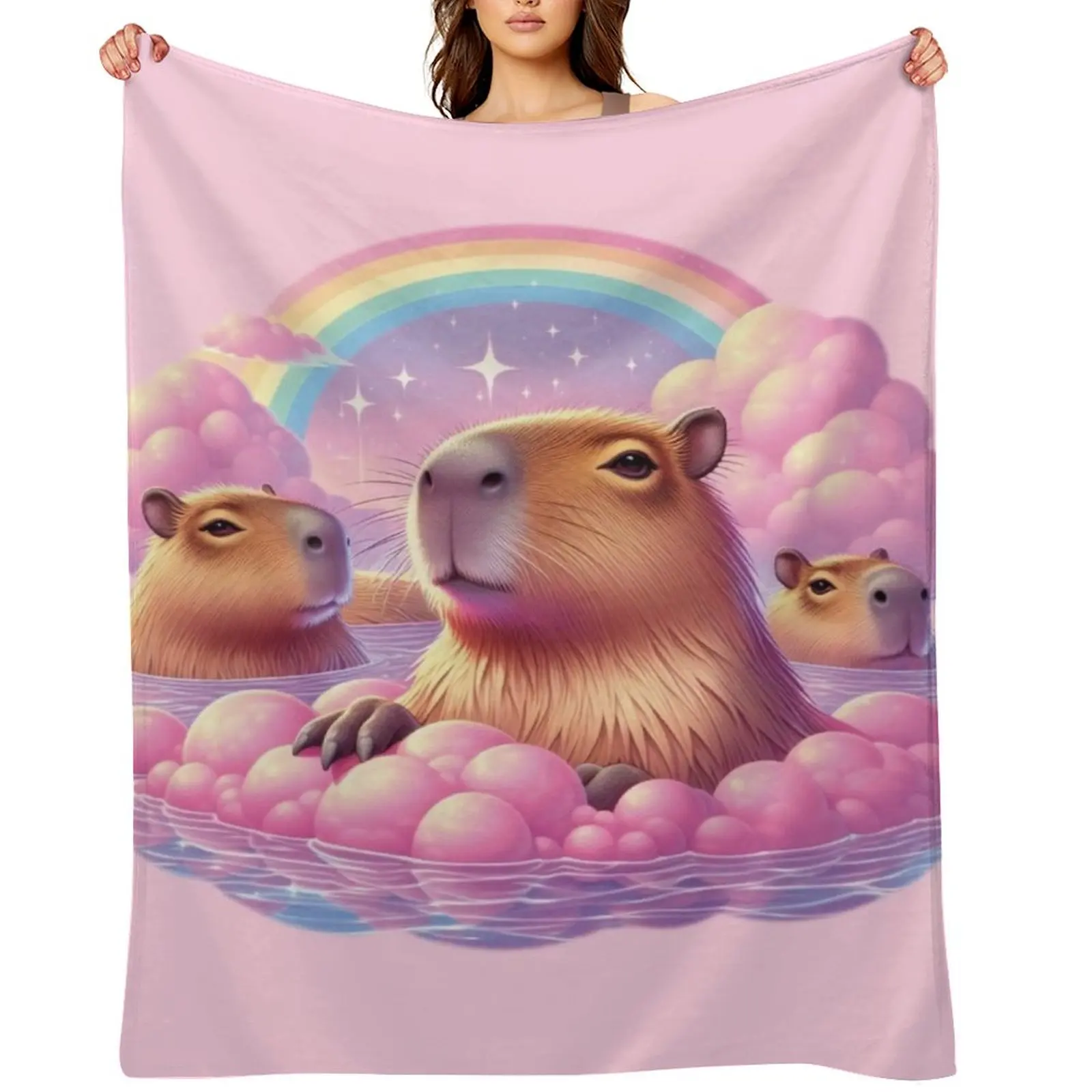 

Capybara Hot Spring Throw Blanket Blankets For Sofas Decorative Sofas Soft Beds Sofas Blankets