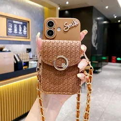 Wallet Case for Samsung Galaxy S24 Ultra S23 FE S20 S21 S22 Plus Note 20 Card Crossbody Strap Lanyard Metal Leather Bag Cover