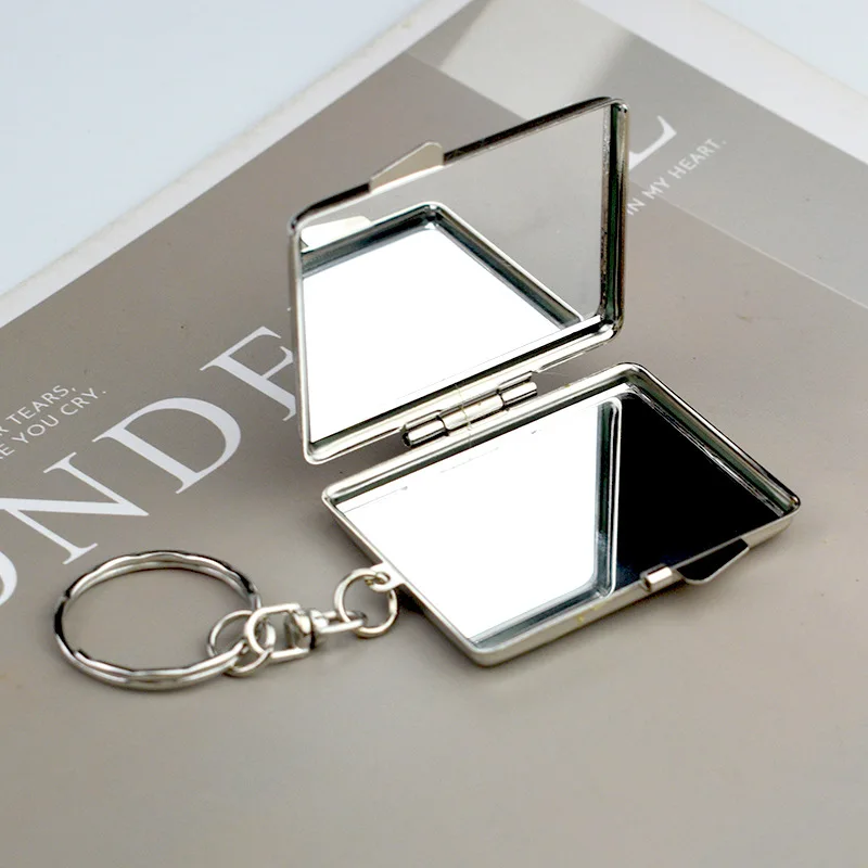 Mini Keychain Mirror Folding Pocket Double Makeup Mirror Heart-Shaped Round Cosmetic Mirror Small Portable for Travel