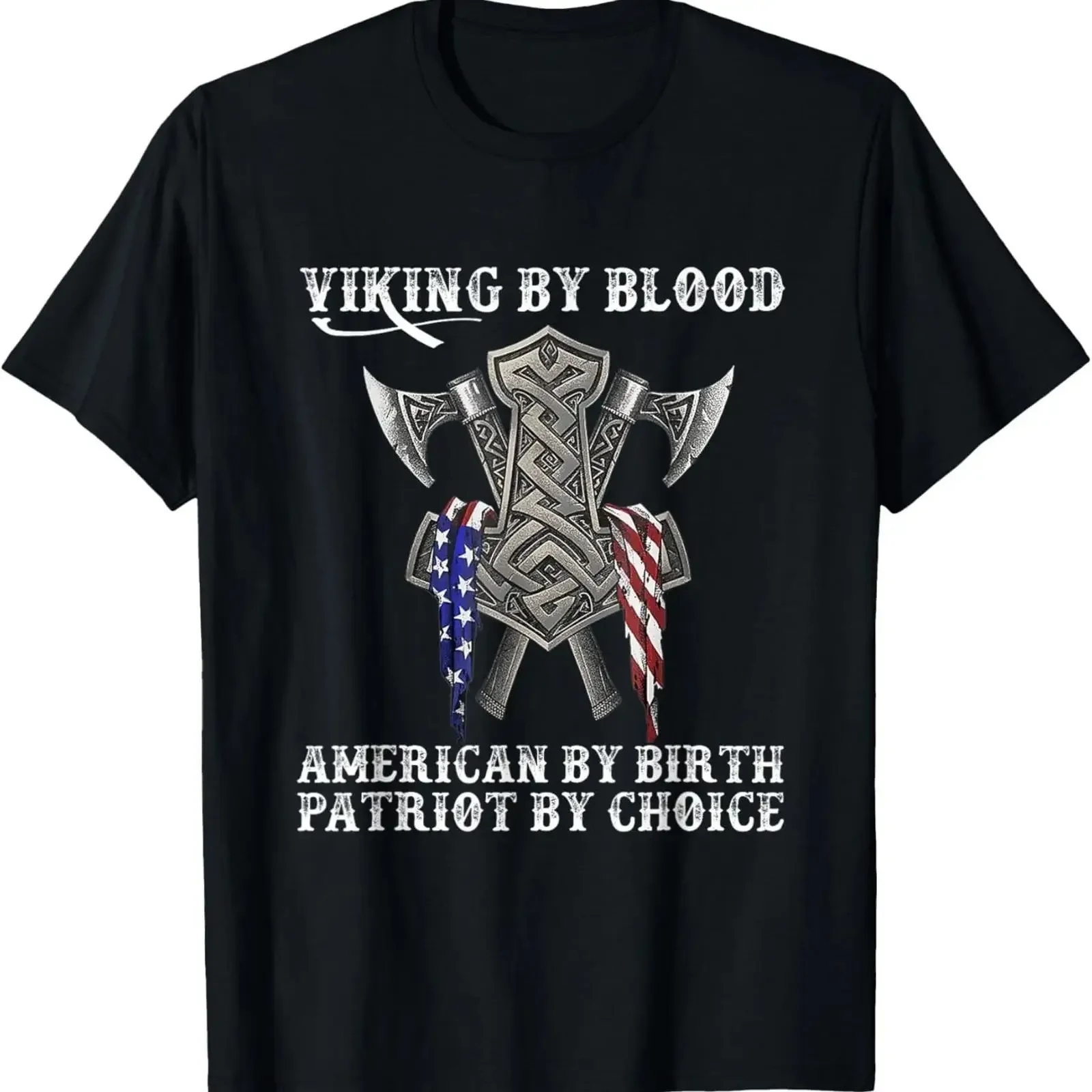 Viking by Blood American Birth Patriot Choice T Shirt vintage Washed fashion Breathable homme Versatile Comfortable