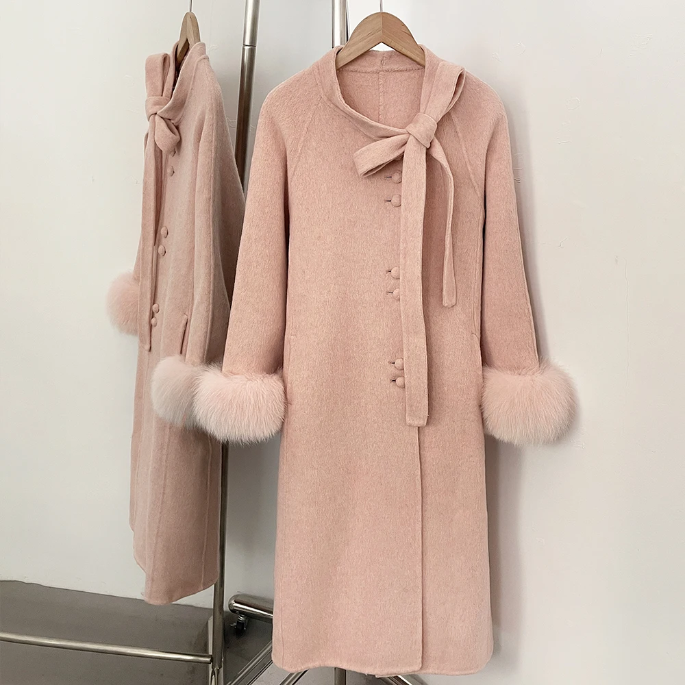 Elegante Wolljacke Winterkleidung Mantel Damen Woll- und Trenchcoats Wollmantel Frau Stehkragen Damenmantel Damen Winter